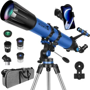 Telescope, Telescope for Adults High Powered, 90Mm Aperture 800Mm Professional Refractor Telescopes for Adults Astronomy Beginners with AZ Mount Stainless Tripod, Carry Bag and Moon Filter HUGERSTAR