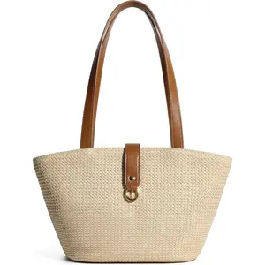 CHUNLI Straw Tote Bag for Women, Woven Raffia Straw Purse, Boho Beach Bag with PU Handle, Summer Vacation Resort Shoulder Bag