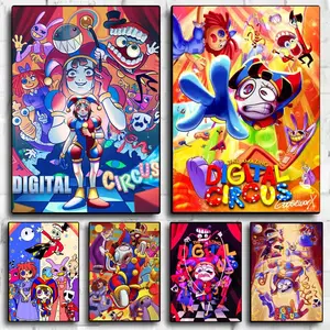 Game The A-Amazing Digital Circus Poster Peel & Stick Poster Set Wall Art – Self-Adhesive Aesthetic Room Decor | Gallery-Quality Waterproof Fade & Scratch Resistant Prints | Living Room, Bedroom, Dorm Home Decoration Multiple Sizes