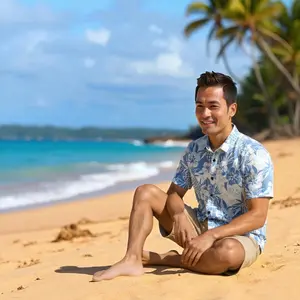 Sweet Pineapple Blue Hawaiian REVERSE Shirt