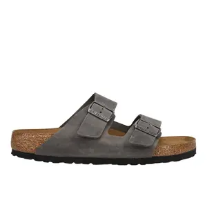 BIRKENSTOCK Mens Arizona Soft Footbed Oiled Leather Casual Sandals Casual - Grey