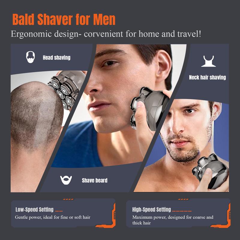 Latest Model 7D Bald Head Shaver, Electric Shaver for Menmagnetic head, IPX7 Waterproof Wet & Dry Shaving, Safe Head Shaver, LED Display, Type-C Charging, Perfect Gift for Dad Him Men smooth shave cordless rechargeable bald head razor Flawless