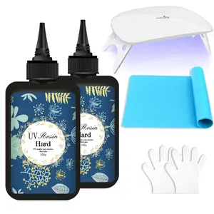 200g UV Resin Kit with Light, Crystal Clear Solar Activated UV Epoxy Resin for Jewelry Making (100g x 2) 200g UV Resin Kit with Light, Crystal Clear Solar Activated UV Epoxy Resin for Jewelry Making (100g x 2)