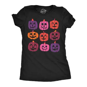 Womens Funny T Shirts Colorful Pumpkins Sarcastic Halloween Graphic Novelty Tee For Ladies Funny Womens T Shirts Cute Vintage Fashion Casual Ladies T-Shirt Gift Halloween Tops for Women Women's Novelty Tees Black -