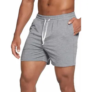 5.5 Inch Mens Pajama Shorts Sleep Cotton Lounge PJ Lightweight Elastic Waist Drawstring Nightwear Bottom with Pockets