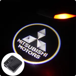 2 pcs car welcome door lights, LED projection door shadow lights, door illumination logo decorative lights accessories (without battery) for Mitsubishi Colt Turbo/Hybrid 2023 2024 models