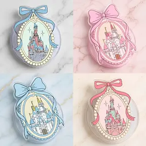 (4 Options) Pretty Princess Castle MagSafe Phone Grip, Retro Princess Phone Holder, Princess Coquette Pink Bow Kindle Grip, Cartoon Grip Holder, Gifts For Girls Boys