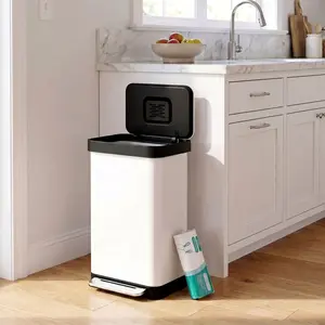MAMIZO 13.2 Gal Kitchen Trash Can with Bags, 50l Stainless Steel Garbage Can, Step-on Pedal Bin, with Odor Control, Soft-Close Lid Rear Trash Bag Storage Compartment, for Home, Office