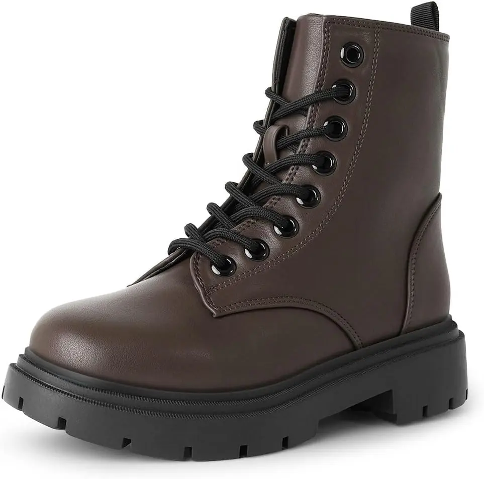 Harley Combat Boot - Casual Outdoors Slip On Lace Up Ankle Bootie