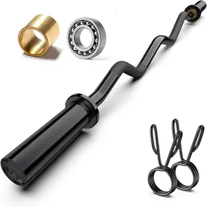 Olympic EZ Curl Barbell Bar 47",Mute Bearings - 2" Curl Bar for Weight Lifting, Hip Thrusts,Biceps,Squat-Home Gym Weight Bar-Chrome Curling Strength Traini