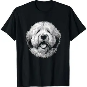Old English Sheepdog Dog Face Art Design For Women And Men T-Shirt
