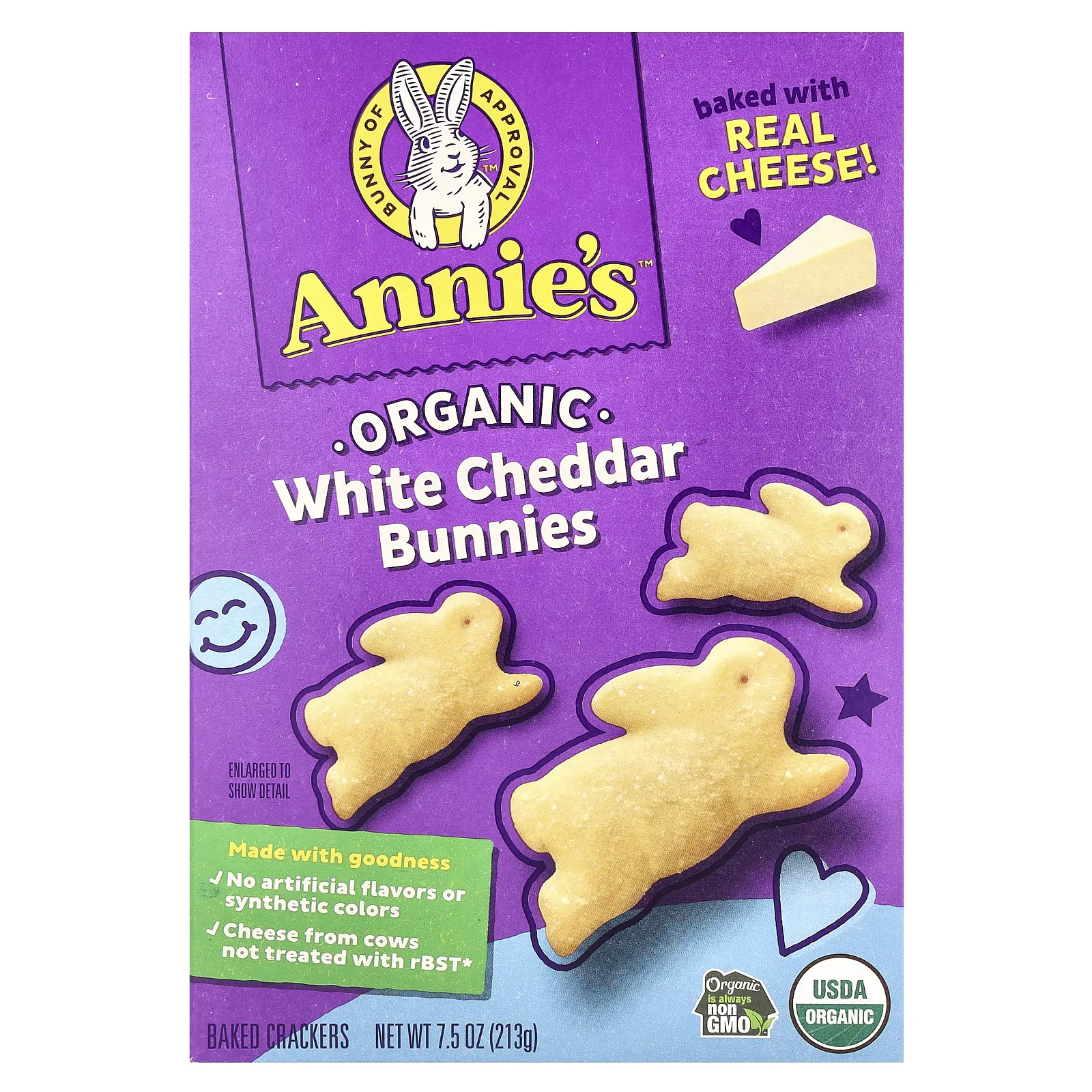 Annie's Homegrown Organic White Cheddar Bunnies, Baked Crackers, 7.5 oz (213 g)