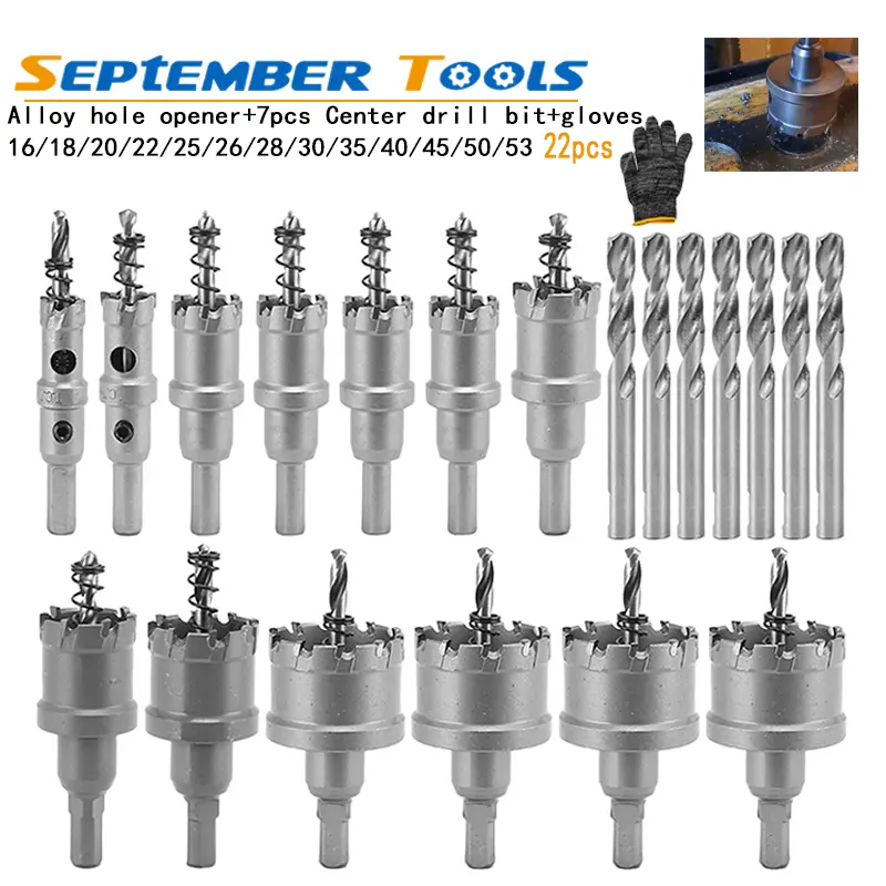 20pcs TCT Core Hole Saw Drill Bit - Carbide Insert Drill Bit for Thick Steel Plates, Steel Metal Cutting Power Tool Accessory, Metal Bits