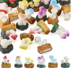 6/12 Counts Mini Mushroom Figurines Set – 6 Whimsical Styles in Vibrant Colors for Fairy Garden Paths & Micro Landscapes Decor Garden Sculptures Statues