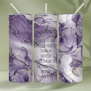 20 Ounce Insulated Stainless Steel Travel Tumbler with Heartfelt Sister Quote Ideal for Gifting During Holidays