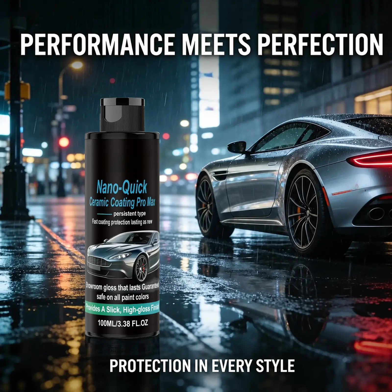 Nano Ceramic Coating Spray for Cars - Fast Hydrophobic Protection, High Gloss & Paint Care Spray (100ml / 3.38 fl oz)