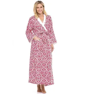 Red Filigree Fleece-lined Classic Robe