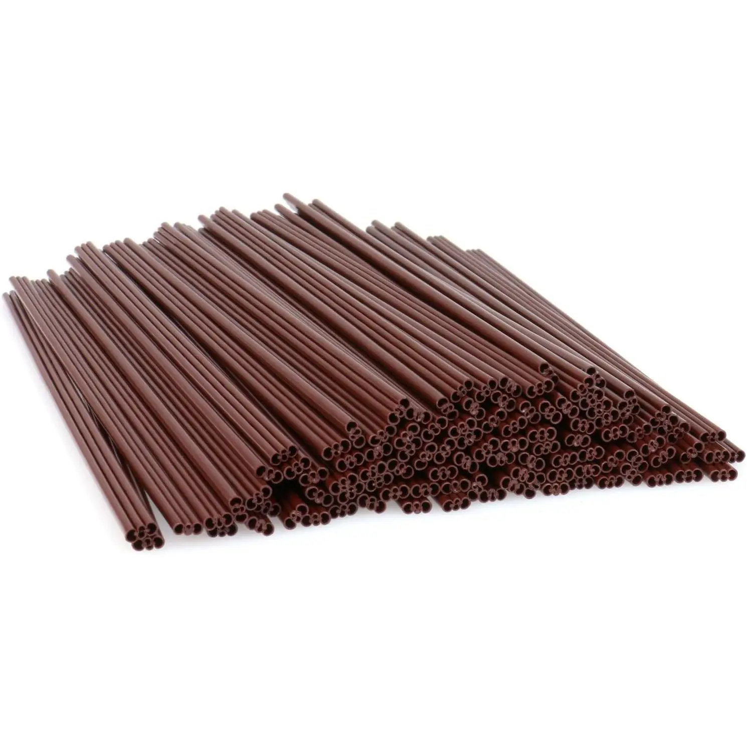 Coffee Stirrer Straws 7 inch Plastic with Triple Hole Design - Brown Thin Coffee Straws and  Stirrers 100 Pack