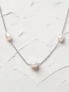 White Freshwater Cultured Pearl Station Necklace