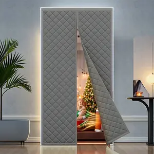 Magnetic Thermal Insulated Door Curtain, Fits Different Sizes Doors(Curtain Size 31/35/37/39/41/47'' X 82''), Door Insulation For Winter, Weatherproof Oxford With Fill Insulation Door Cover For Winter, Keep Warm, Grey/Brown