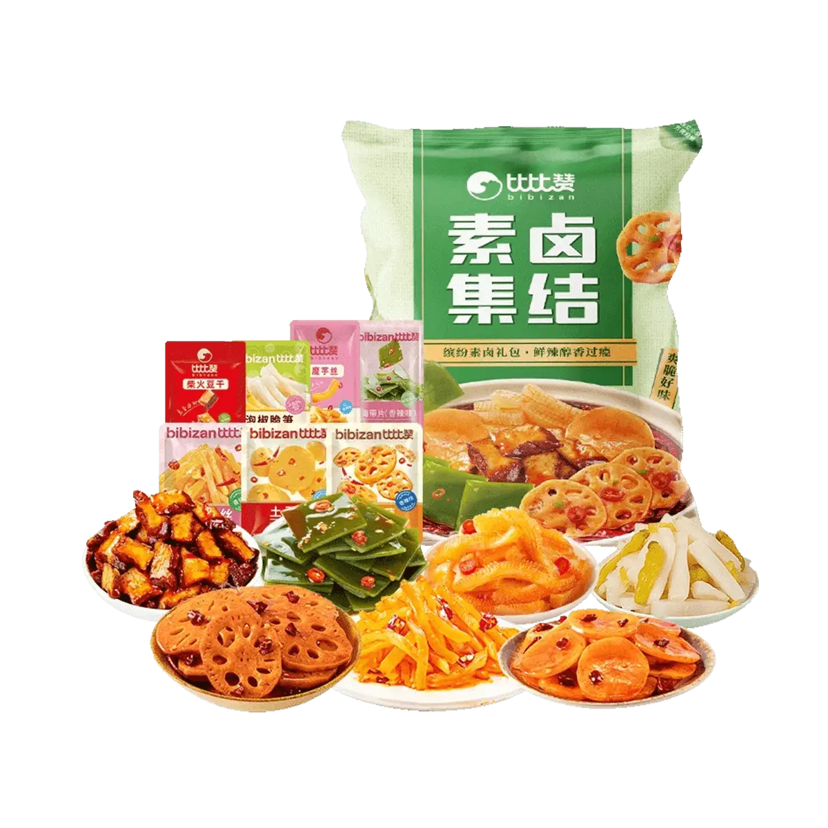 BiBiZan Braised Snack Gift Box - 40 Packs (548g) | Assorted Chinese Savory Snacks - Potato, Lotus Root, Tofu, Kelp, Konjac, Pickled Bamboo Shoots - Perfect for Binge-Watching