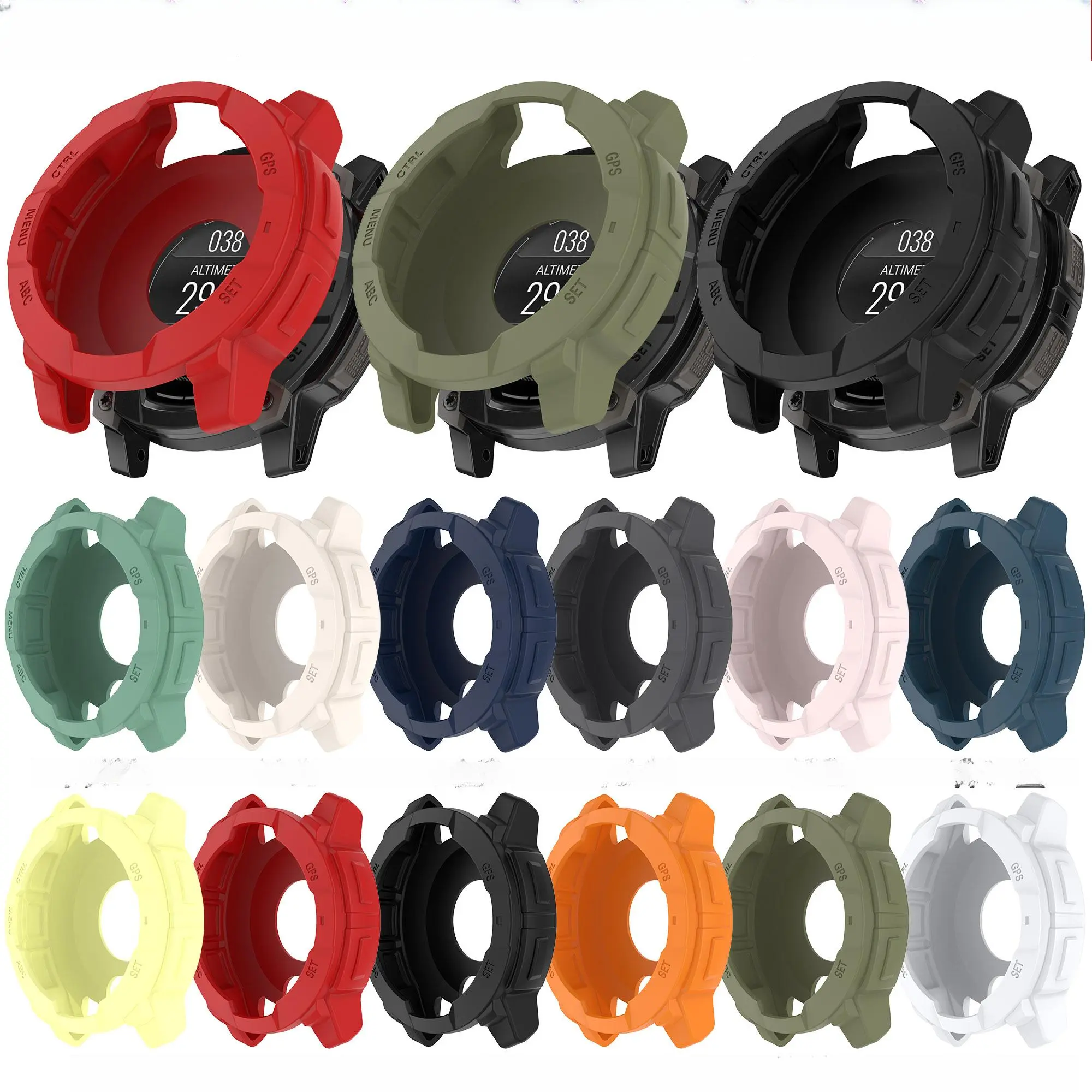 Soft Hollow TPU Smart Watch Protective Case, Multicolor Watch Protective Cover, Wearable Accessories Smartwatch Accessories Compatible with Garmin Instinct 3