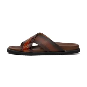 Mauri Coral in Cognac / Dirty T.Moro Mens Exotic Alligator / Time Leather Slip-on Sandals