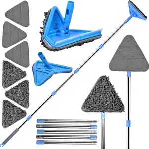 Wall Mop, 77 Inches Long Handle Wall Cleaner with , 3-in-1 Wall Cleaner Mop with 3 Microfiber and 3 Chenille Pads, 360? Wall Cleaning Tool for Ceiling, Baseboard, Window, Floor