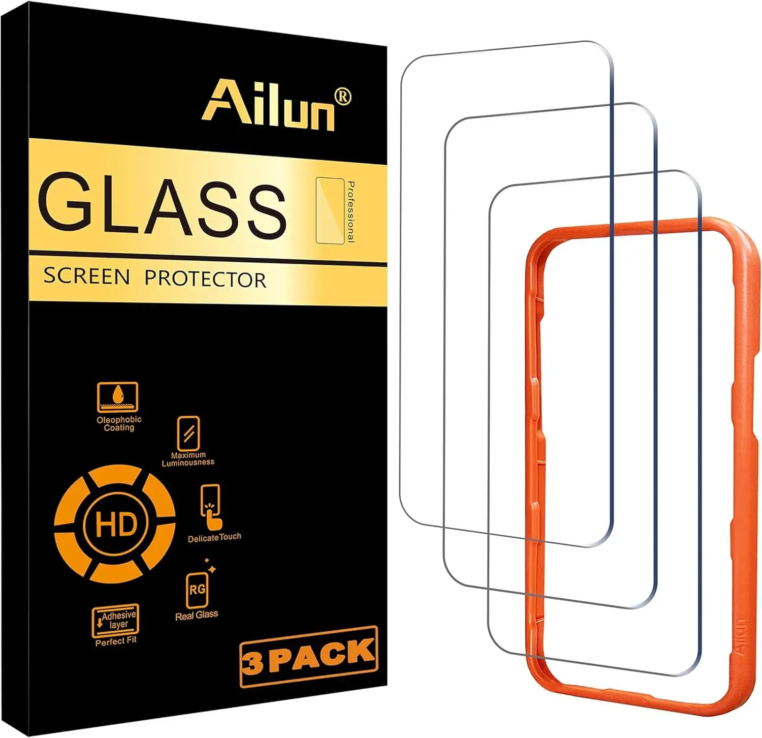 Ailun Screen  for iPhone 18 Pro Max, 3 Pack, Tempered Glass | 6.9 inch, Installation Frame, Sensor Protection, Dynamic Island Compatible, Case Friendly Protective Cover