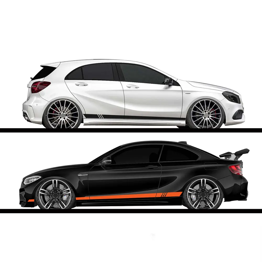 2pcs Lot 220x8cm Stripe Style Side Stripes Car Body Stickers Decal, Car Wrap Vinyl Film, Automotive Products, Car Accessories, Decal For Cars, Car Decals, Automobile Decals, Car Vehicle Decoration, Decals For Vehicles