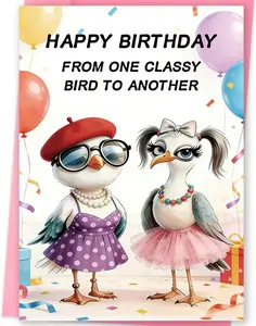 FANCYLUCKY Funny Classy Bird Birthday Card Gifts for Good Friend Women Bestie Sister Her, Cute Friendship Card with Printed Message Inside
