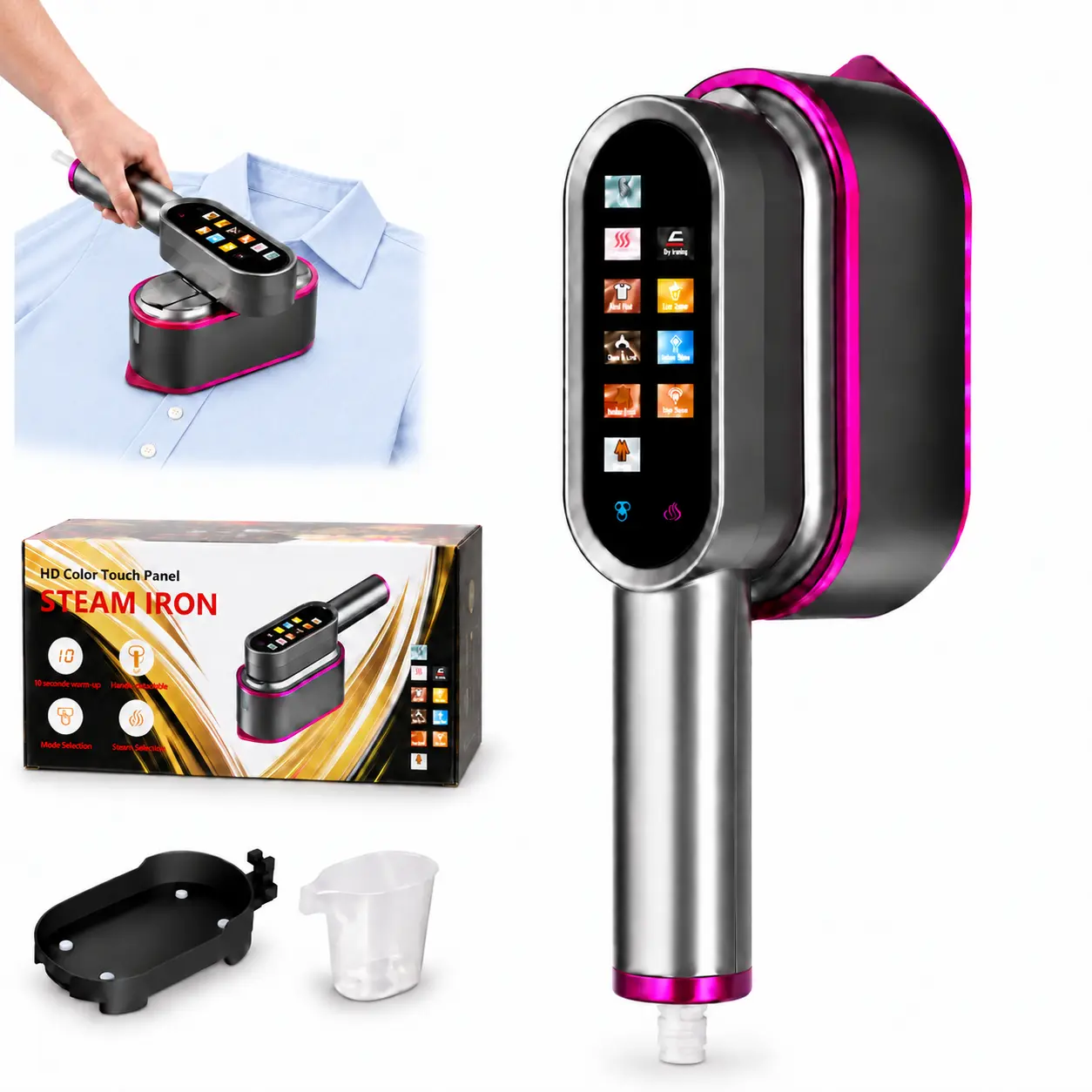 2026 New Handheld Garment Steamer for Clothing, Portable Iron Steamer Combo Travel Steam Generators, 7 Modes with LED Display,  Fast Heating, 90° Swivel Handle, 1-Button Start, Travel Stuff, New Year Gift