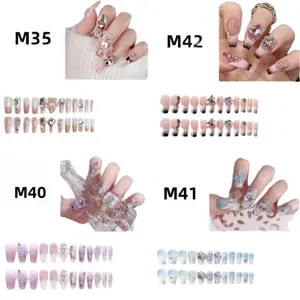 Nails 24Pcs Press-on  Nails, Medium&Short Length,holiday nails collection,Waterproof Reusable&easy to apply Nails with Free Nail Tool Kits Gift