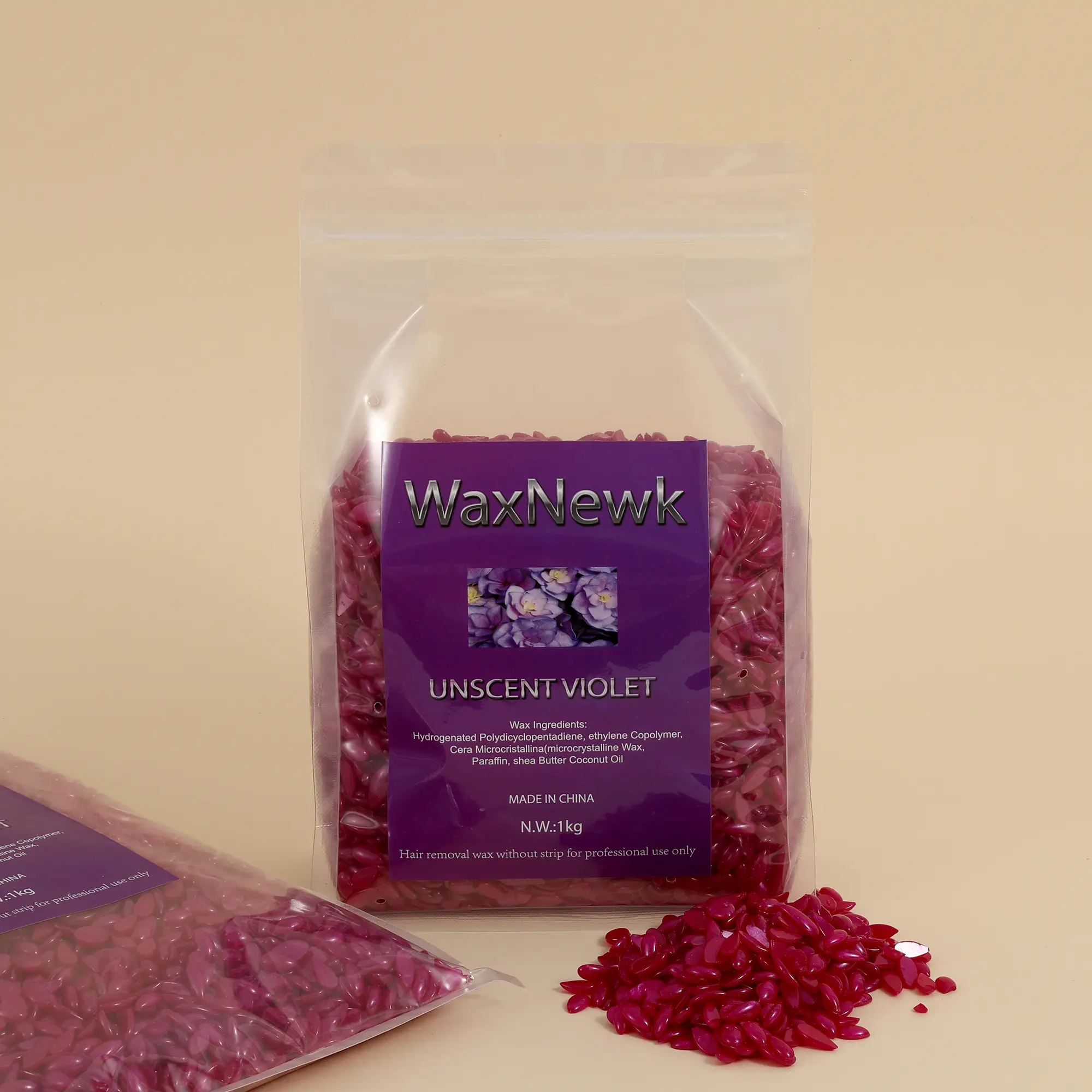 Wax Sample 2.2LB / 1kg Waxnewk violet rosin free Hard Wax Bean Beauty Salon Quality Hair Removal Depilatory Wax