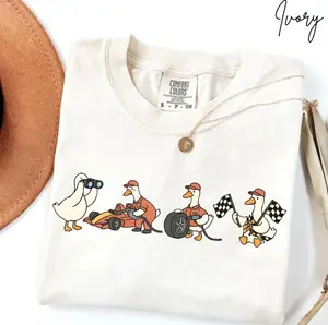Race Car Goose Shirt   Racing Duck Gift Vintage Track Day Tee Minimalist Pit Crew Apparel Competition Gear Top   Speed Tee