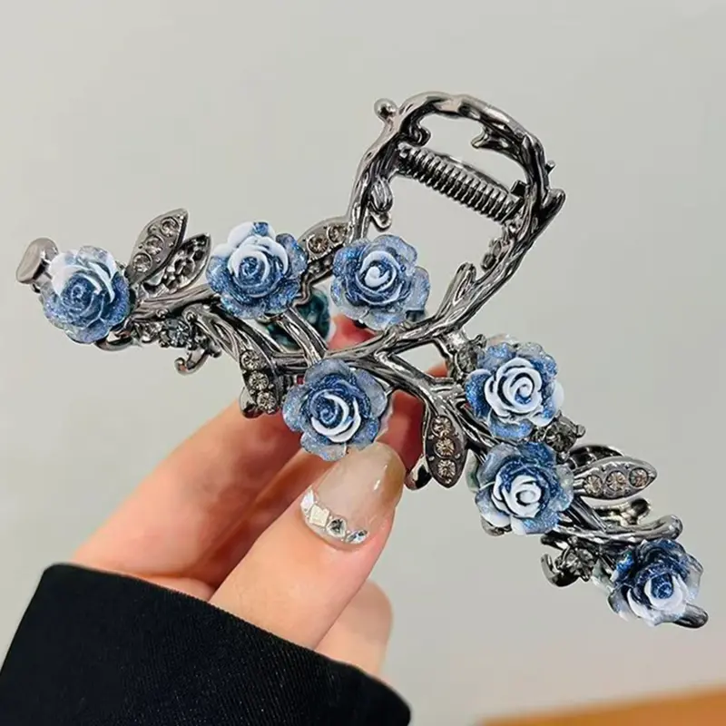 Summer Vintage Elegant Unique Rose Design Hair Claw Clip For Women, Fashion All-match Hair Accessories, Daily Decoration, Decorative Hair Accessories