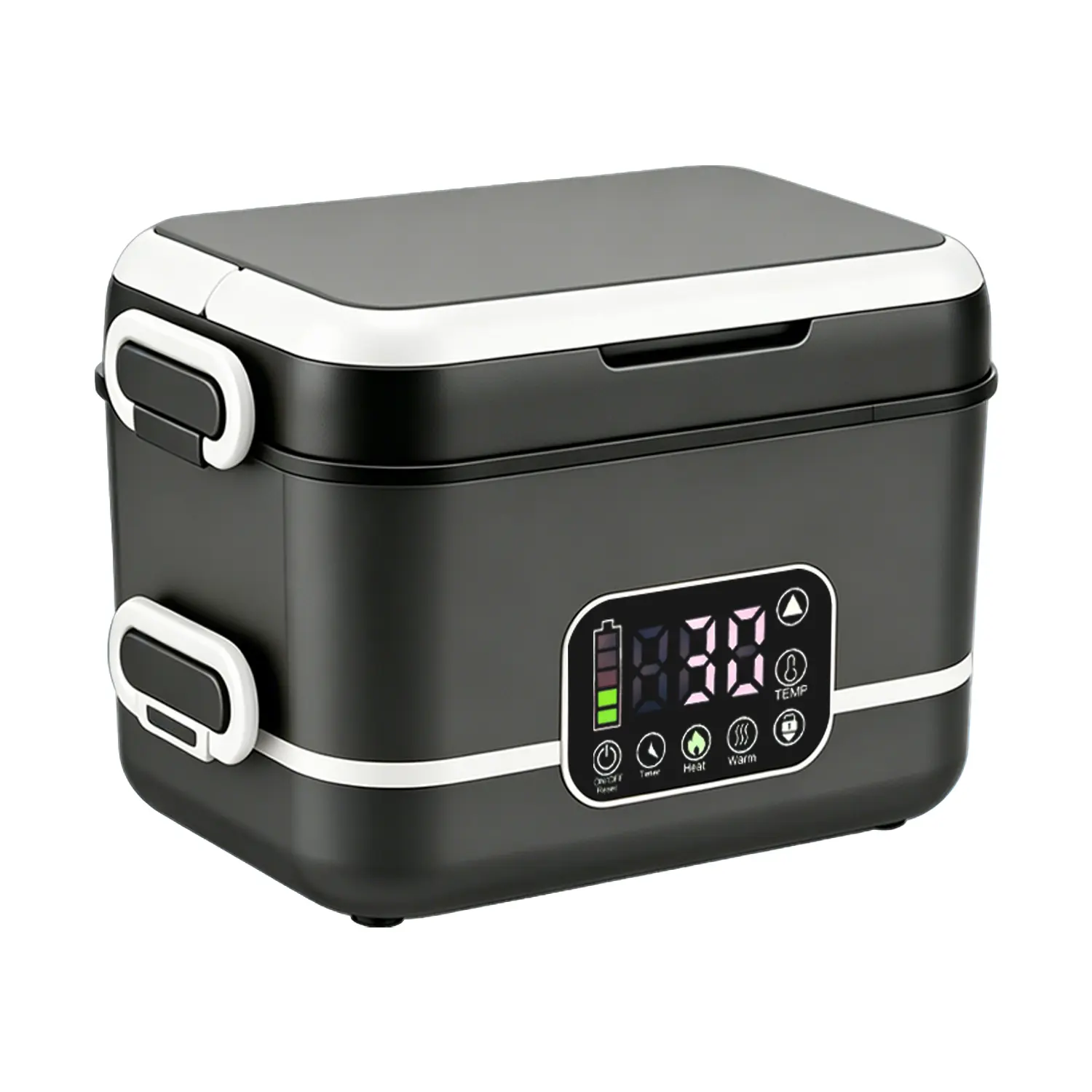 27000mAh 1.5L Cordless Electric Lunch Box with 27000mAh Power Bank, Portable Rechargeable Food Warmer for Adults, 304 Stainless Steel Heated Container, 1.5L Self-Heating Meal Box with Timer & Temp Control for Office, School & Travel, Black