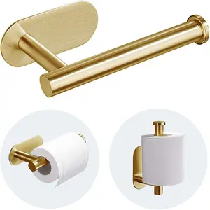 Toilet Paper Holder - Self Adhesive Toilet Paper Holder Wall Mount for Bathroom, SUS 304 Stainless Steel Strip Toilet Paper Roll Holder Stick On Wall, No Drilling, Toilet Tissue Holder Stand