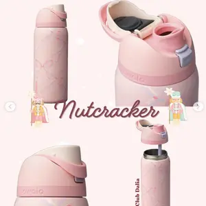 Owala Style 32oz Insulated Water Bottle  Leakproof Stainless Steel Pink Bow Christmas Tumbler with Straw BPA Free Kawaii Travel Gift Cup