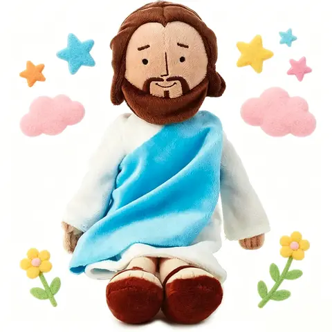 Soft Jesus Plush Figure - Huggable Religious Collectible with Detailed Craftsmanship, Casual Gift for Baptism Costume & Accessory Accent, Gentle Home Vibe Decor for Any Room