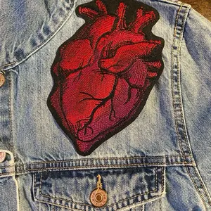 Painted Anatomical Heart Embroidered Patch 2.44" x 3.82" Iron On Sew On for Jackets Sweaters Hats High-Quality Stitching Artistic Design Embroidery Craft