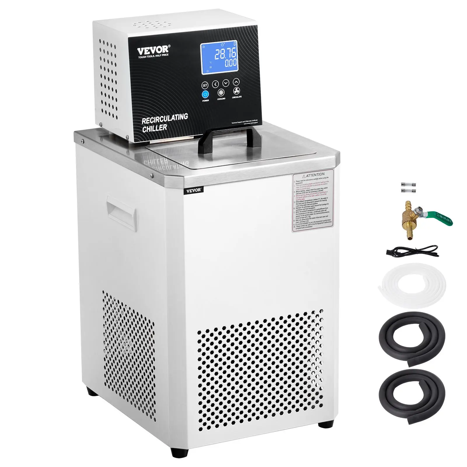 【summerfinds】VEVOR Laboratory Chiller Circulator, 6L Chiller Lab Low Temperature Cooling Liquid, -4°F-212°F Circulator Pump Chiller, LCD Display, 304 Stainless Steel Water Bath Recirculating Water Cooling Chiller