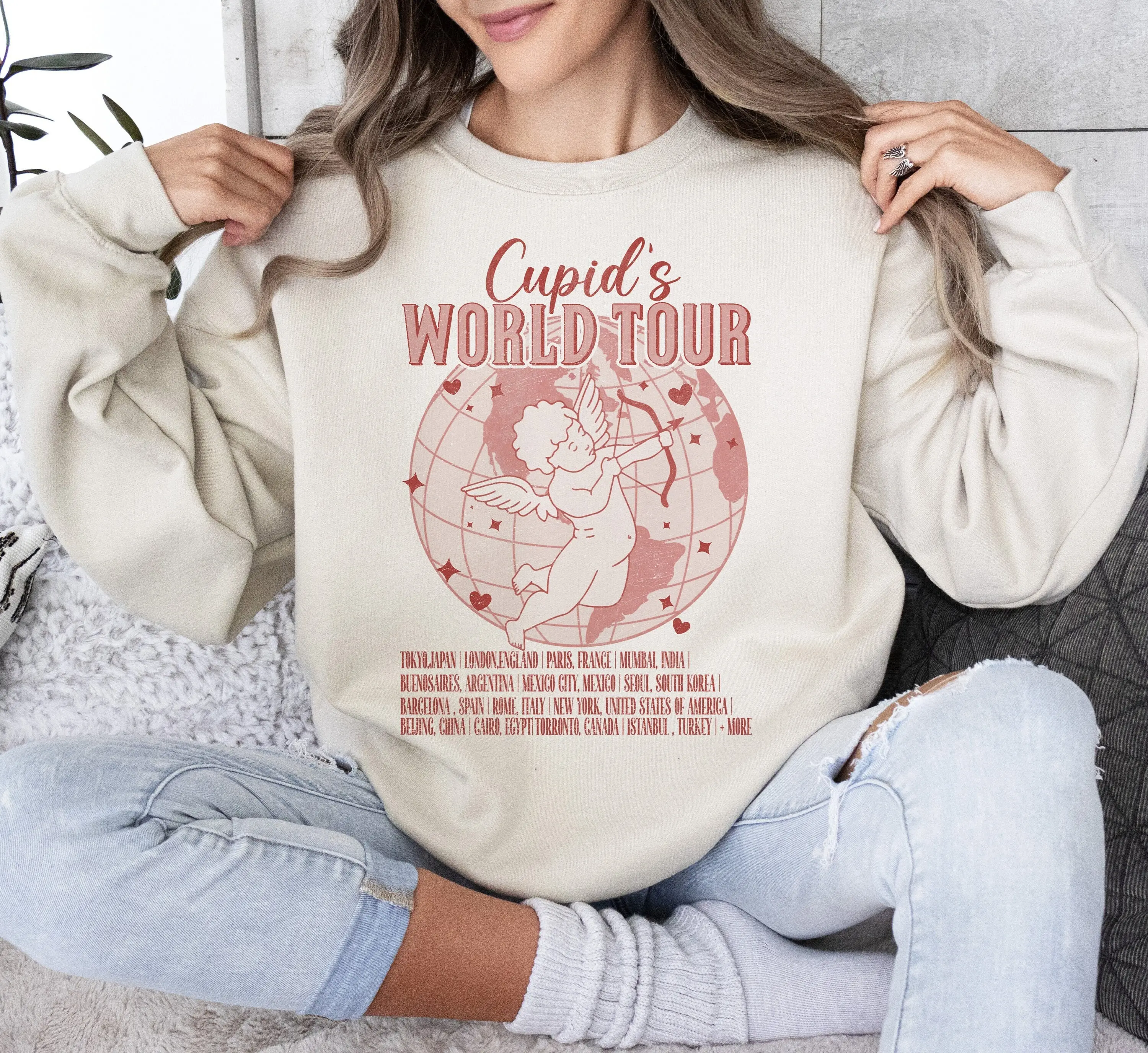 Cupid's World Tour Sweatshirt, Cupid Sweatshirt, Valentine Sublimation, Trendy Sweatshirt, Retro Sweatshirt,  Valentine Shirt Sweatshirt, Funny Valentine Quotes Sweatshirt, Retro Sweatshirt