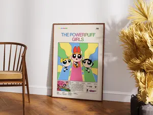 Powerpuff Girls Poster, Powerpuff Girls Art Print, 90S Nostalgia Wall Art, Cartoon Network Series Art Print, Kids Room Cartoon Art Decor