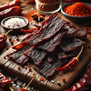 SMC Beef Jerky, Hot and Spicy, 6oz, 12g Protein, Natural Keto Snack - Dried,Chewy Crispy
