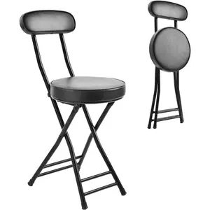 Cusioned Padded Folding Stool,1PCS 18.7-Inc Counter eigt Bar Stool,Portable Folding Stool wit andle for Fising iking Gardening Travel BBQ