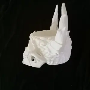 3D Printed Skull Shape Planter with Horns