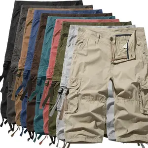 New style Cotton Below Knee Length  3/4 Long Shorts Men's Tactical Capri Pants Multi Pocket Summer Twill Work Cargo Pants Man springtok