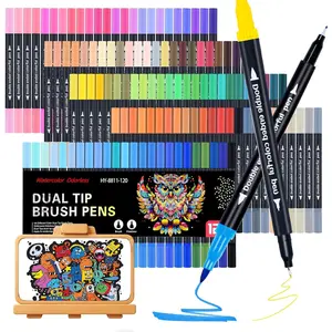 120 Colors Dual Brush Marker Pens Art Marker Set Thick  and Thin  for Adult Coloring Books Coloring Painting