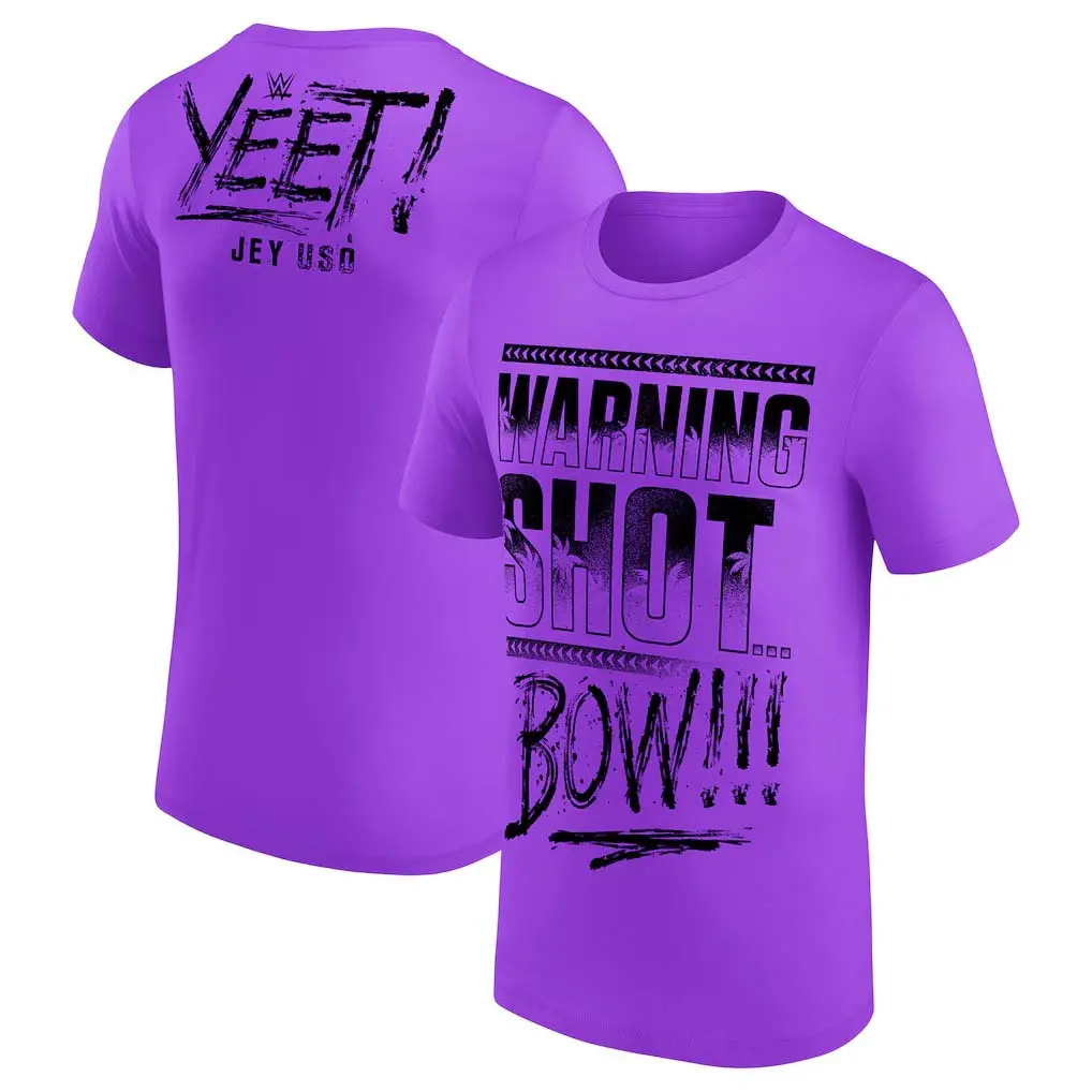 Men's Purple Jey Uso Warning Shot T-Shirt Professional Wrestler Tee For Man and Woman Unisex T-Shirt Hoodie Graphic Basic Cotton Tops Casual All Seasons